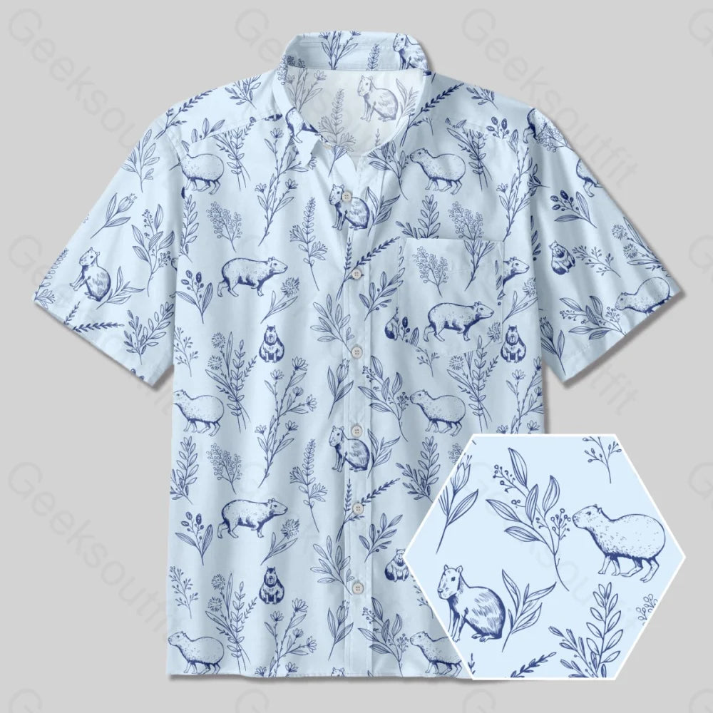 Capybara Button Up Pocket Shirt Refined Women's Classic 