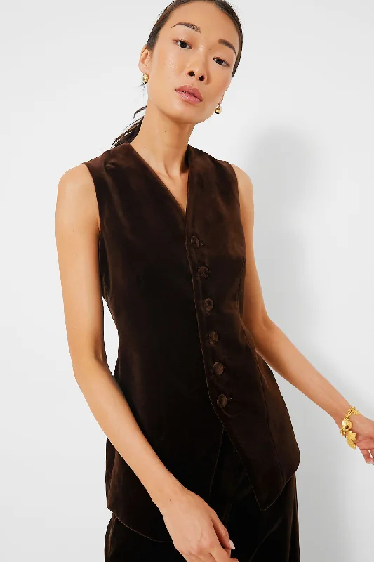 Circuit Brown Velvet Vest Sharp Women's Italian