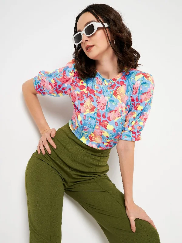 Cotton Stretchable Puff Sleeve Top Country