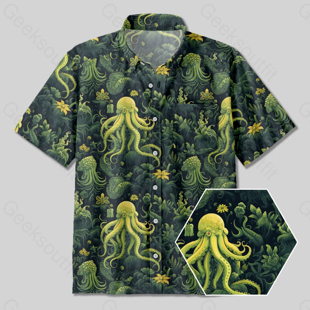 Cthulhu Button Up Pocket Shirt Artistic Women's Avant - 