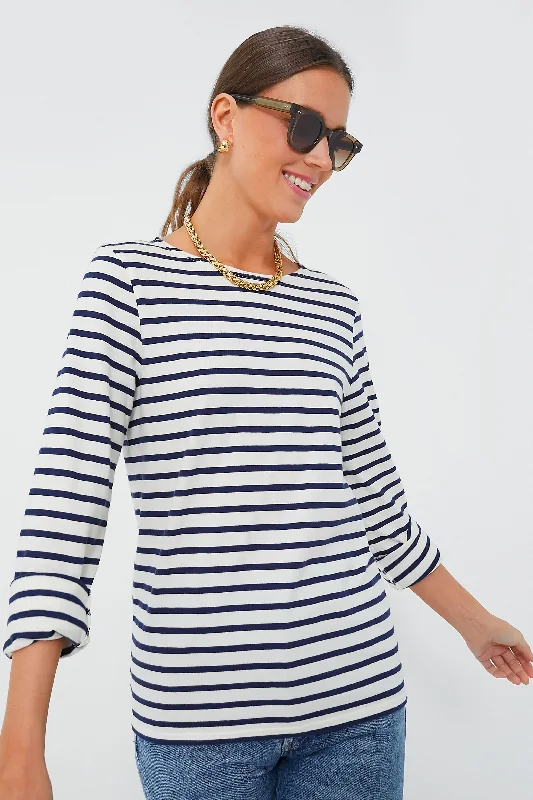 Ecru-Marine Minquiers Modern Dapper Women's Bow - adorned