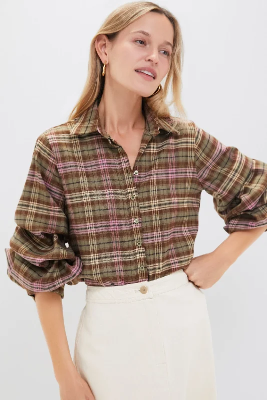 Exclusive Green Plaid Seville Shirt Vintage Women's 1970S 