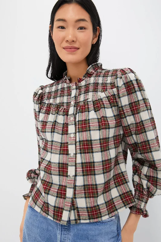 Exclusive Ivory Plaid Nicole Shirt Practical Women's Quick - dry