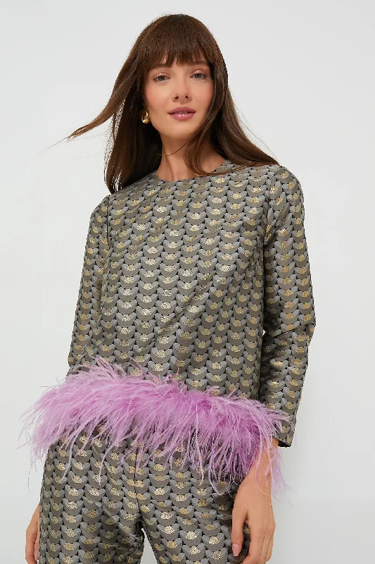 Feathered Champagne Pop Tara Blouse Sustainable Organic