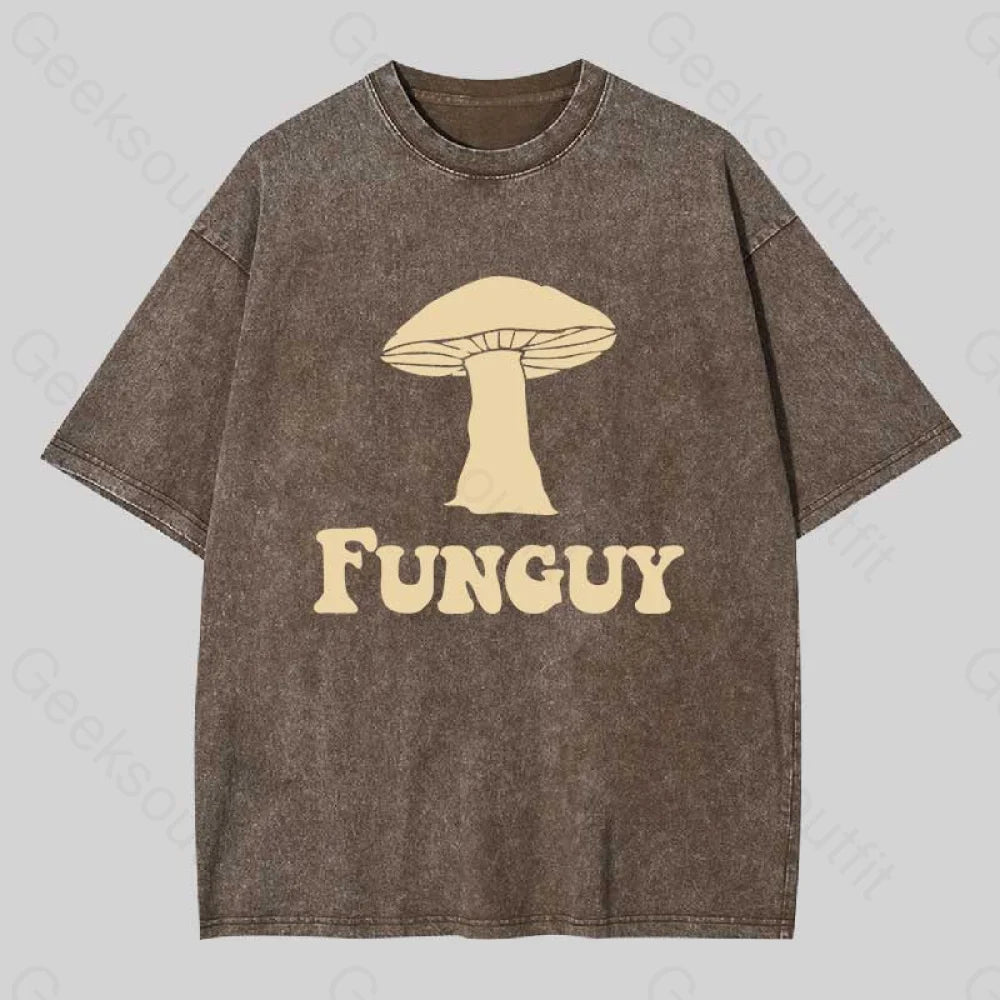Fungi Fun Guy Funny Washed T-shirt Elegant Women's 