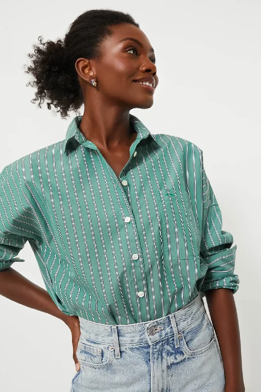 Green Jo Shirt in Striped Poplin Youthful Women's Pop
