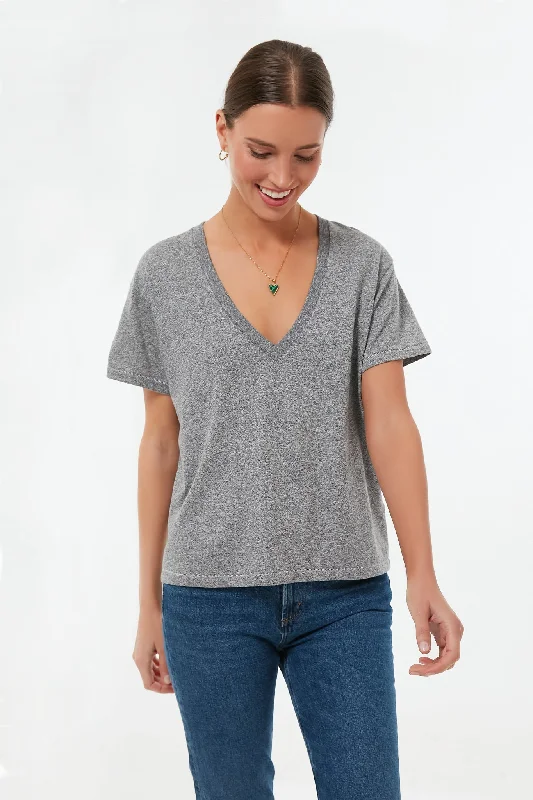 Heather Grey V Neck Tee Minimalist Women's Casual