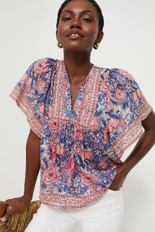 Indigo Pink Floral Angel Top Cozy Women's Sherpa - lined