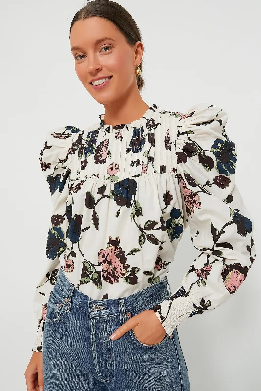 Jardin Print Irina Blouse Hip Women's Retro