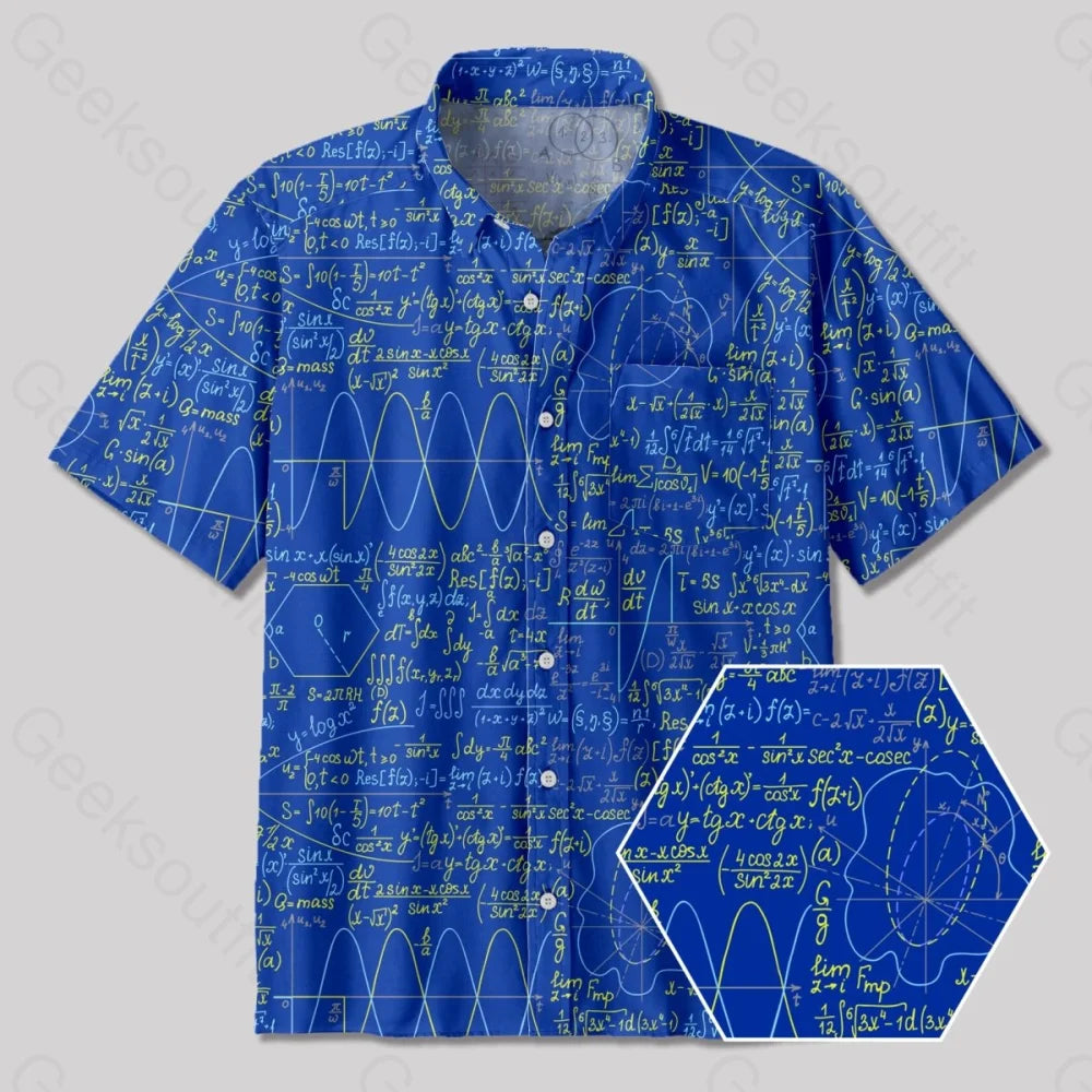 Math Function Curve Button Up Pocket Shirt Dapper Women's 1920S