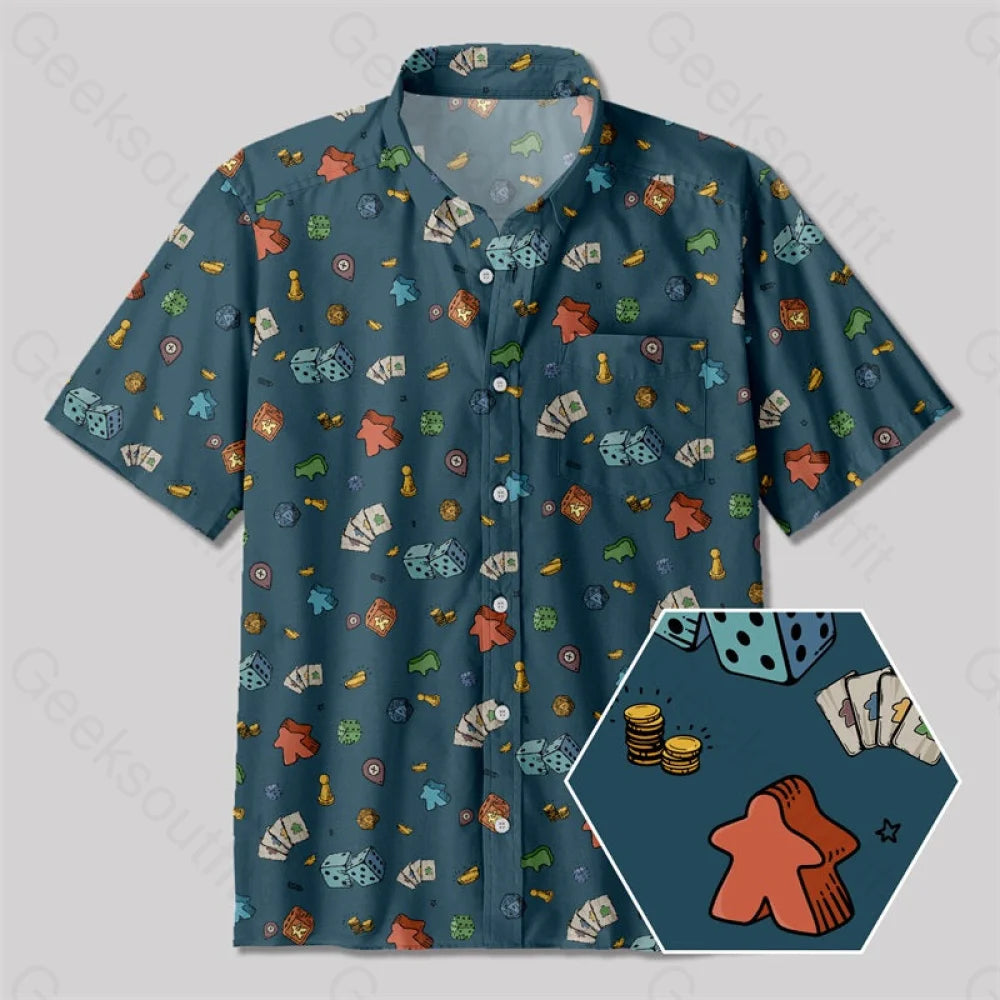 Meeple Board Game Button Up Pocket Shirt Scandinavian