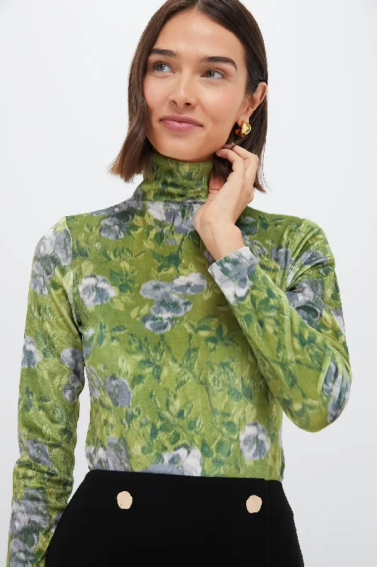 Muted Meadow Velvet Turtleneck Laid - back Women's Vibe