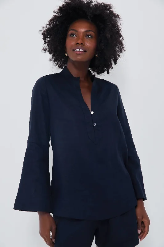 Navy Linen Eleuthera Popover Refined Women's Velvet