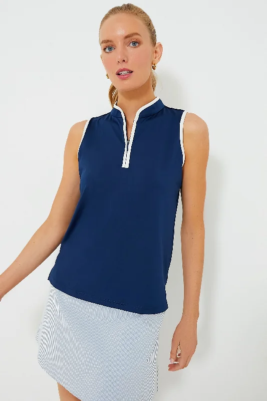 Navy Sleeveless Connors Mock Neck Cozy Women's Winter