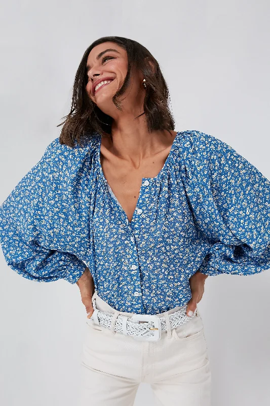 Pablo Flowers Frances Blouse Earthy Women's Hemp - based