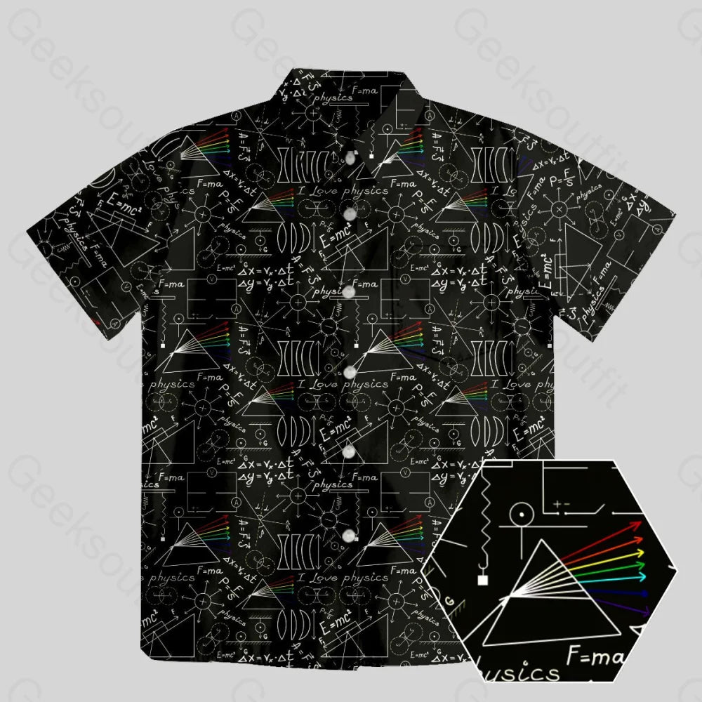 Physics Notes Button Up Pocket Shirt Cool Women's Distressed