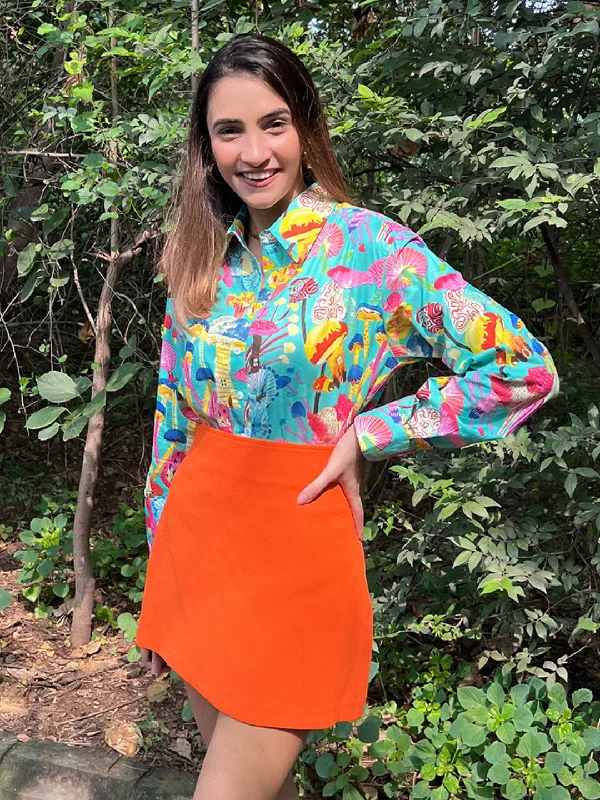 Printed Cotton Shirt Earthy Women's Hemp - based