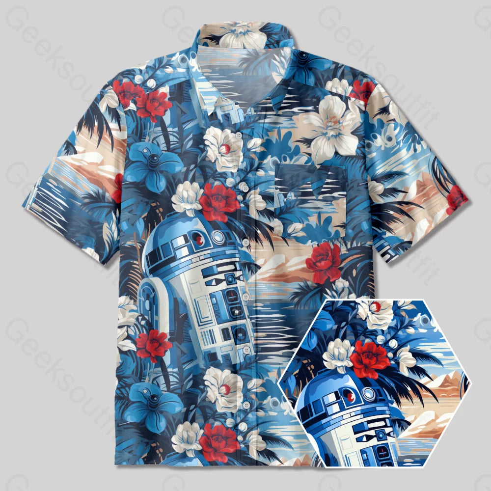 R2-D2 Button Up Pocket Shirt Refined Women's Hand - crafted