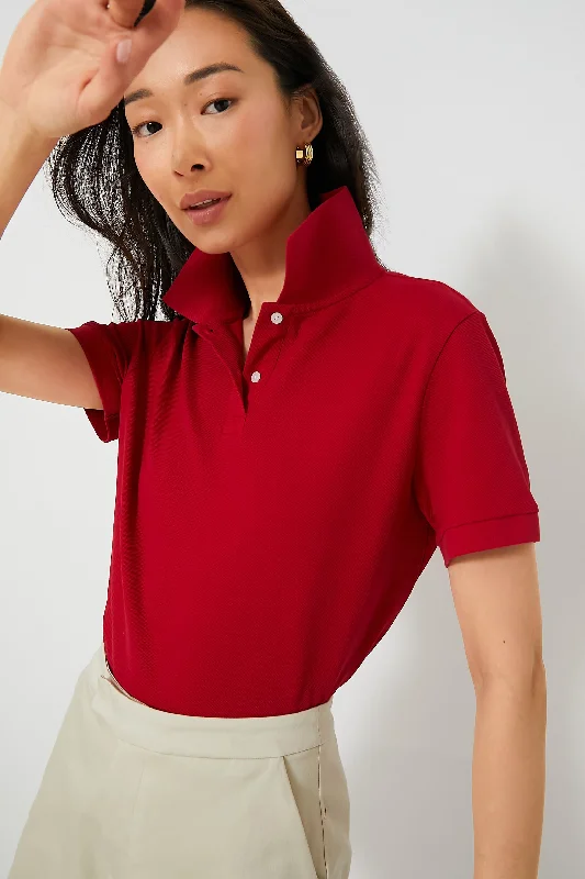 Red Pique Murray Classic Polo Hip Women's Retro