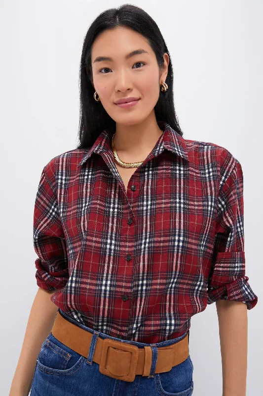 Red Plaid Nadine Boyfriend Button Down Modern Women's Tech