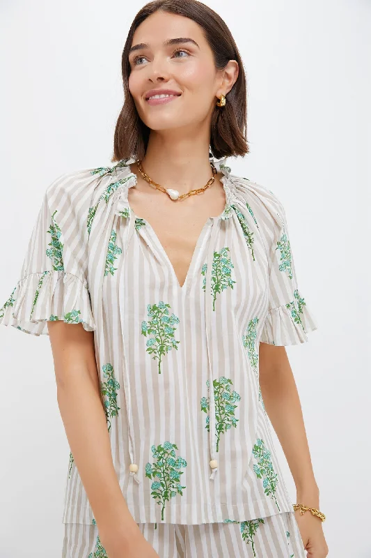 Sand Striped Bouquet Cassis Top Cozy Women's Sherpa - lined