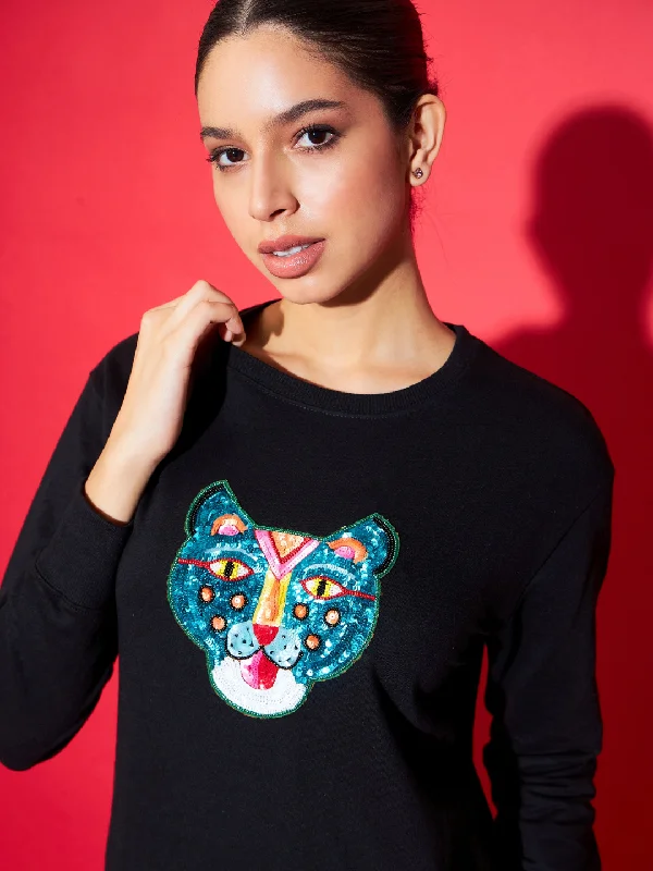 Sequinned Sweatshirt Bold Women's Animal Print