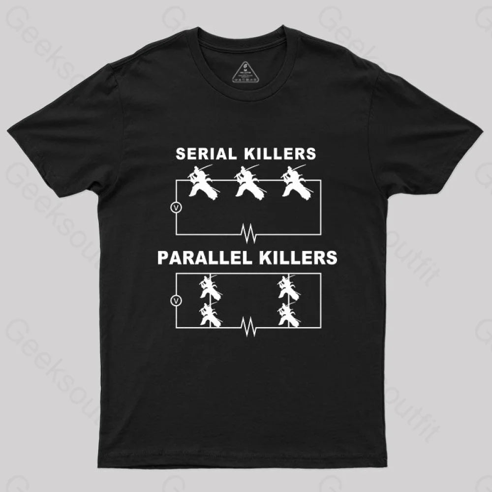 Serial Killers VS Parallel Killers Circuit Diagram Geek Science T-Shirt Polished Women's Silk