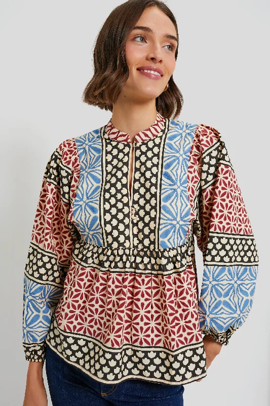 Sultan Black Mandarin Balloon Top Stylish Women's Neon