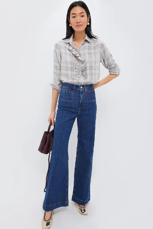 Tan Plaid Beaufort Button Down Stylish Women's Tropical 