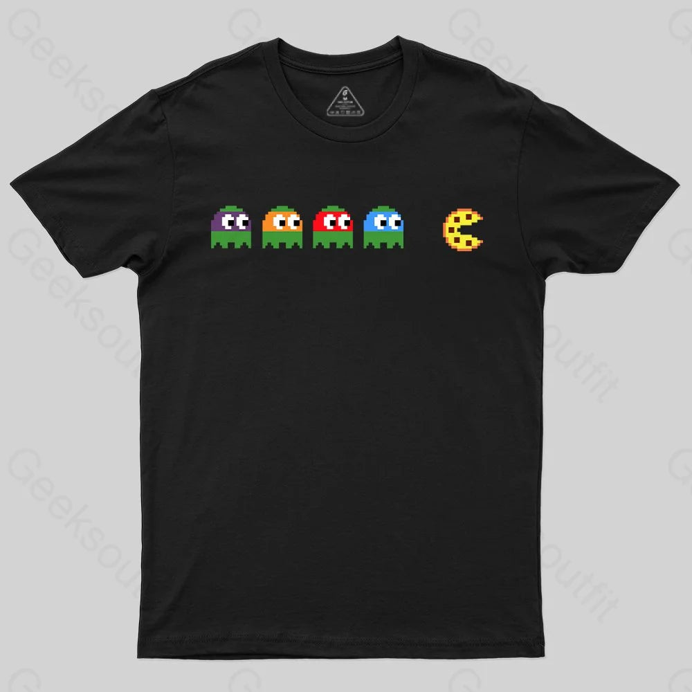 Teenage Mutant Ninja Turtles Chasing Pizza T-Shirt Preppy Women's College