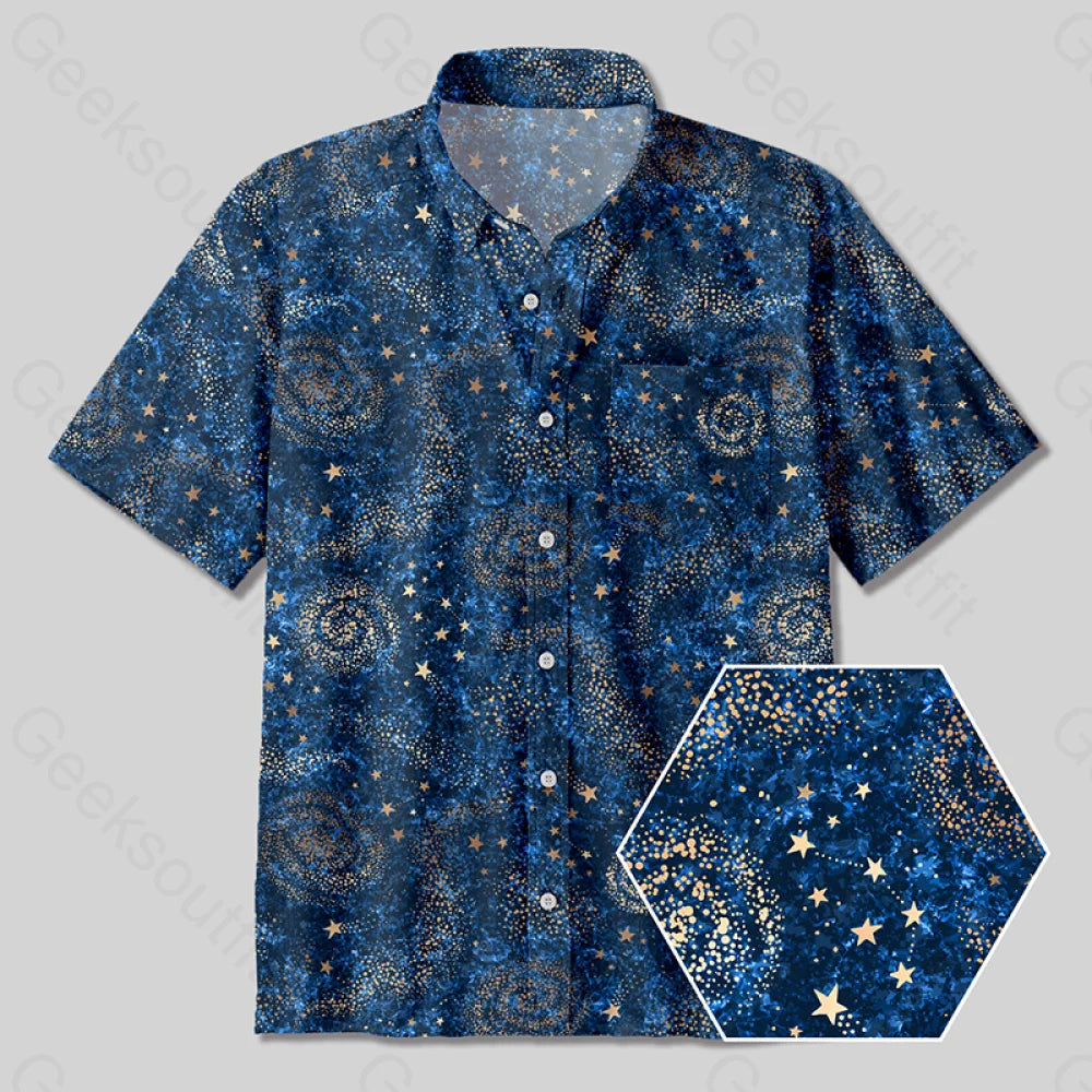 The Starry Night Button Up Pocket Shirt Monochromatic All - in - one