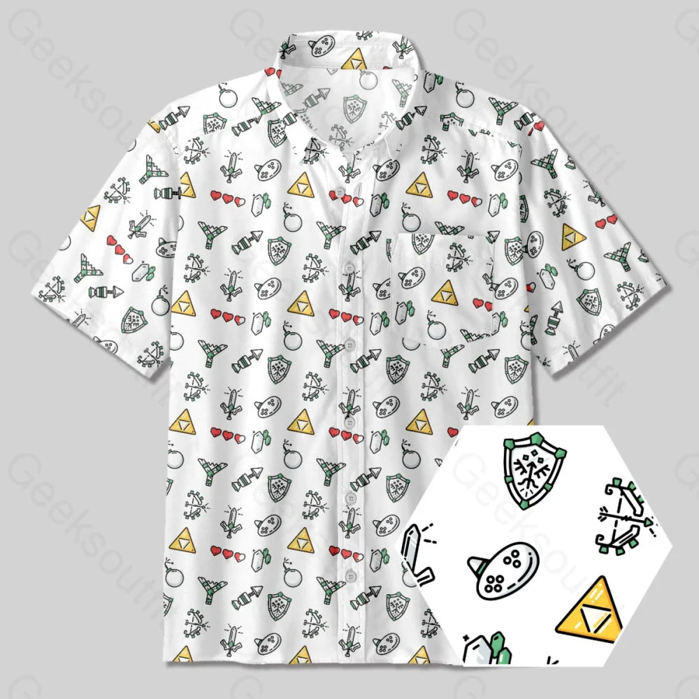 The Zelda Pixel Style Button Up Pocket Shirt Athletic Women's 