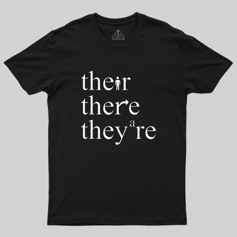 There Their They're Funny Grammar T-shirt Bold Women's Animal Print