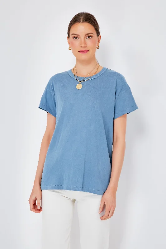 Vintage Cornflower Boxy Crew Tee Earthy Women's Hemp - based
