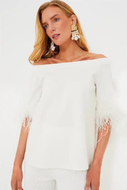 White Feather Miranda Off The Shoulder Blouse Polished Women's Silk