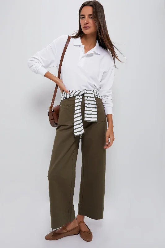 White Long Sleeve Pique Holmes Boyfriend Polo garde