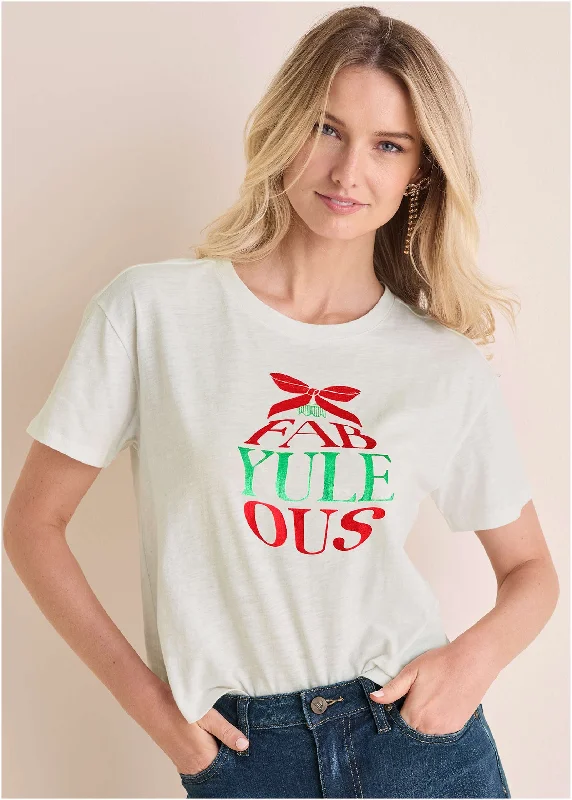 Fab-Yule-Ous Graphic Tee - Off White Relaxed Women's Beachy
