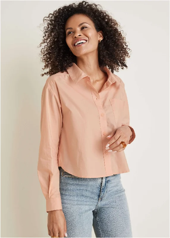 Cropped Button-Down - Evening Sand Feminine Women's Soft 