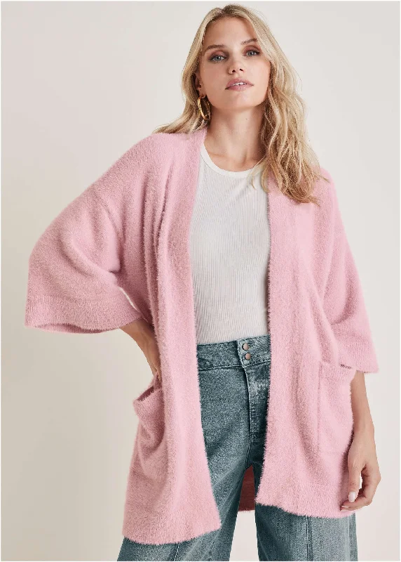 Eyelash Cardigan - Bleached Mauve Elegant Women's 